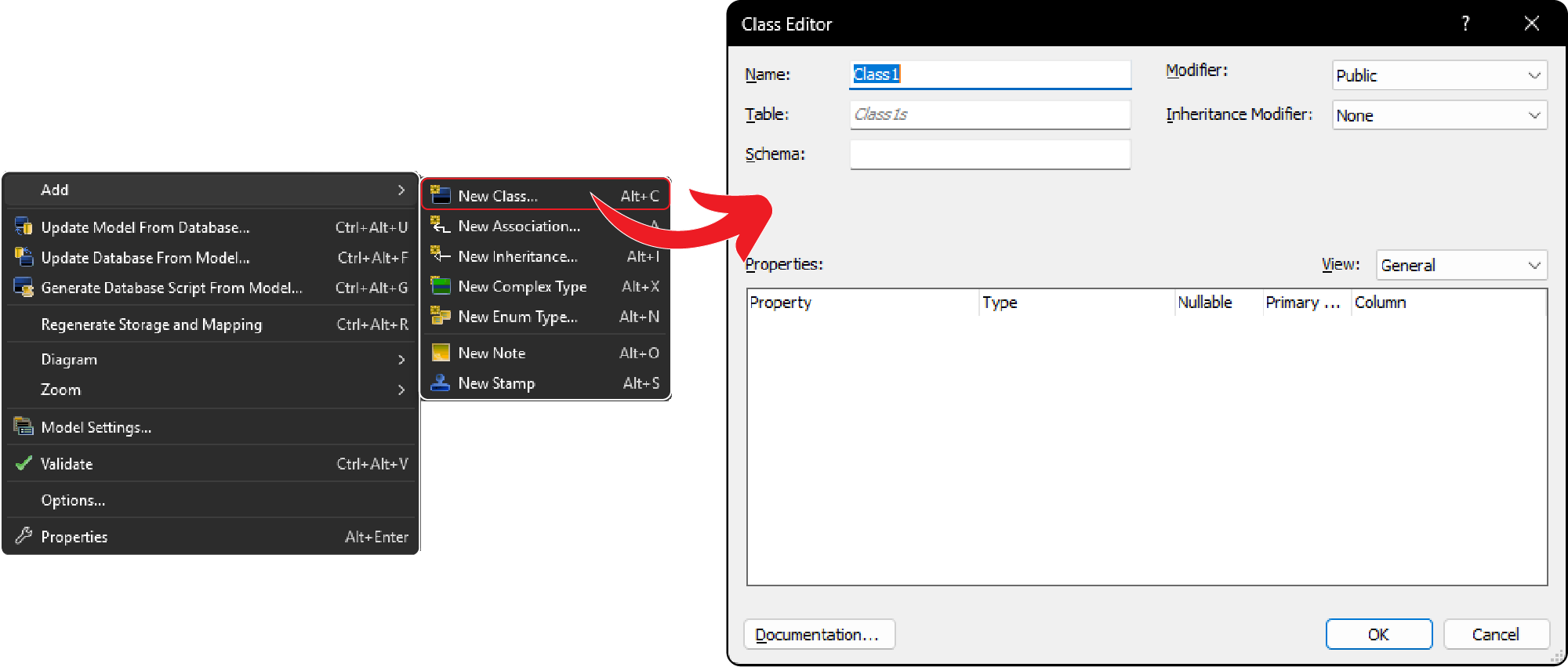 Devart class editor UI