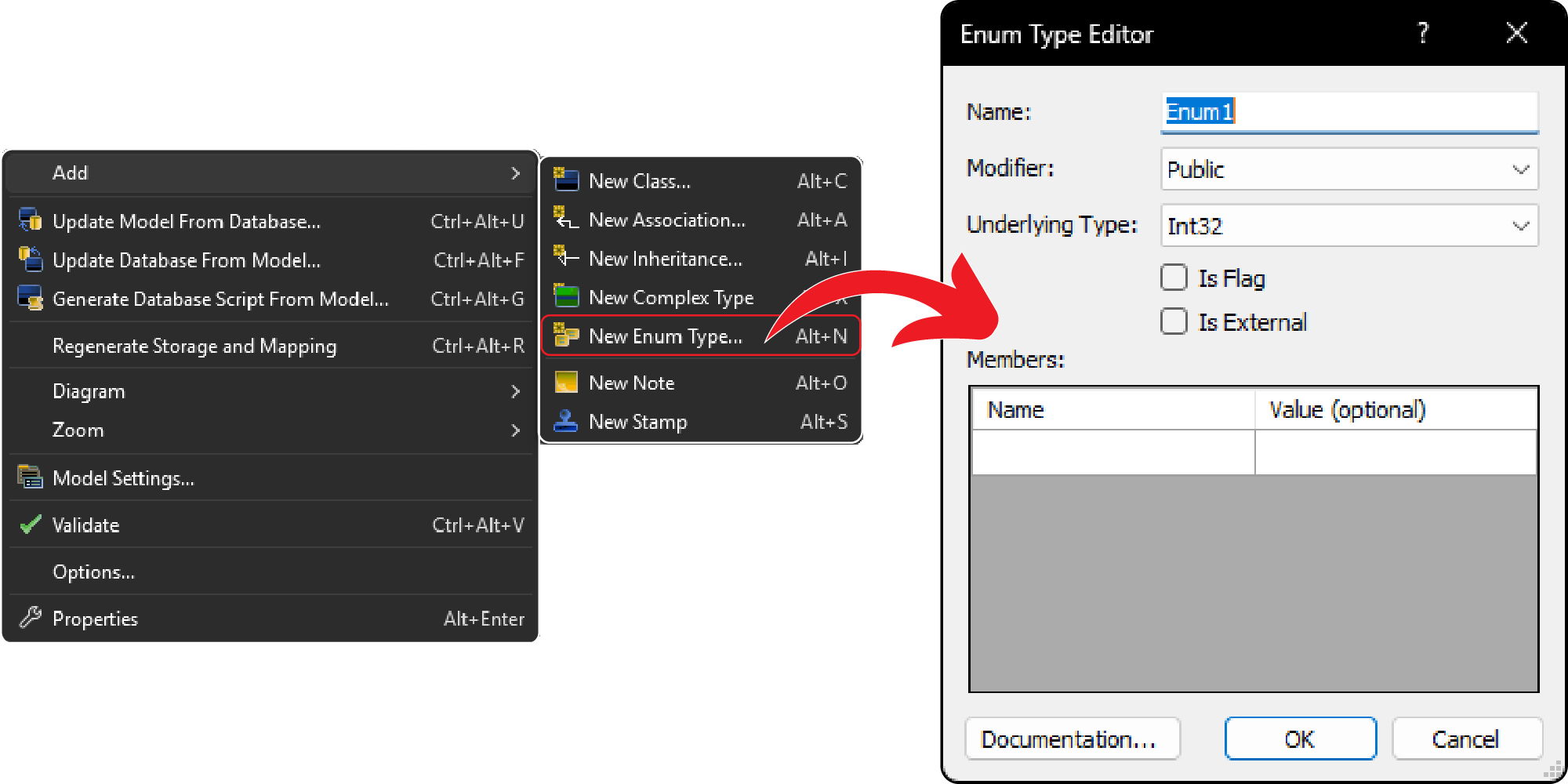 Devart enum editor UI