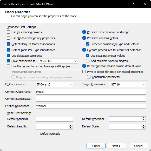 Devart Model First Workflow UI